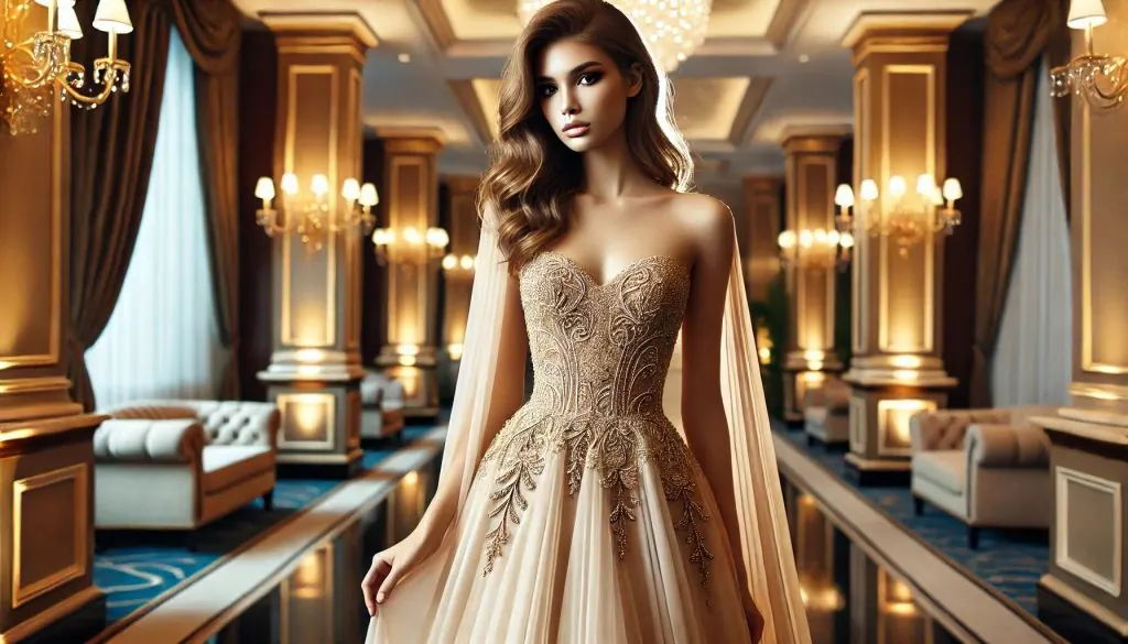 beautiful, embroidered evening gown