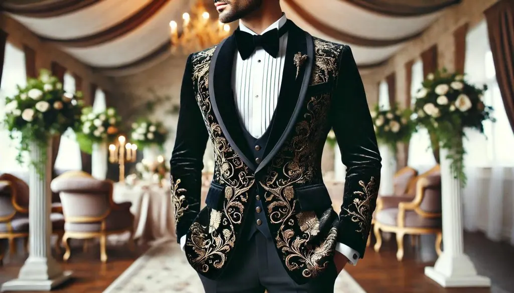 man wearing a bespoke suit to a wedding