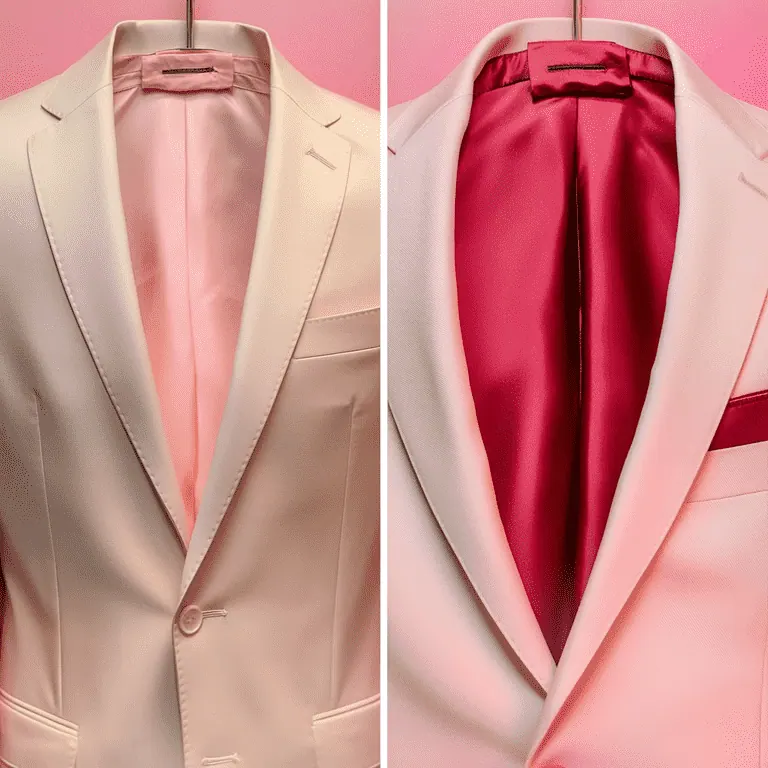 Suit fabric swatches showing different colours and patterns side by side