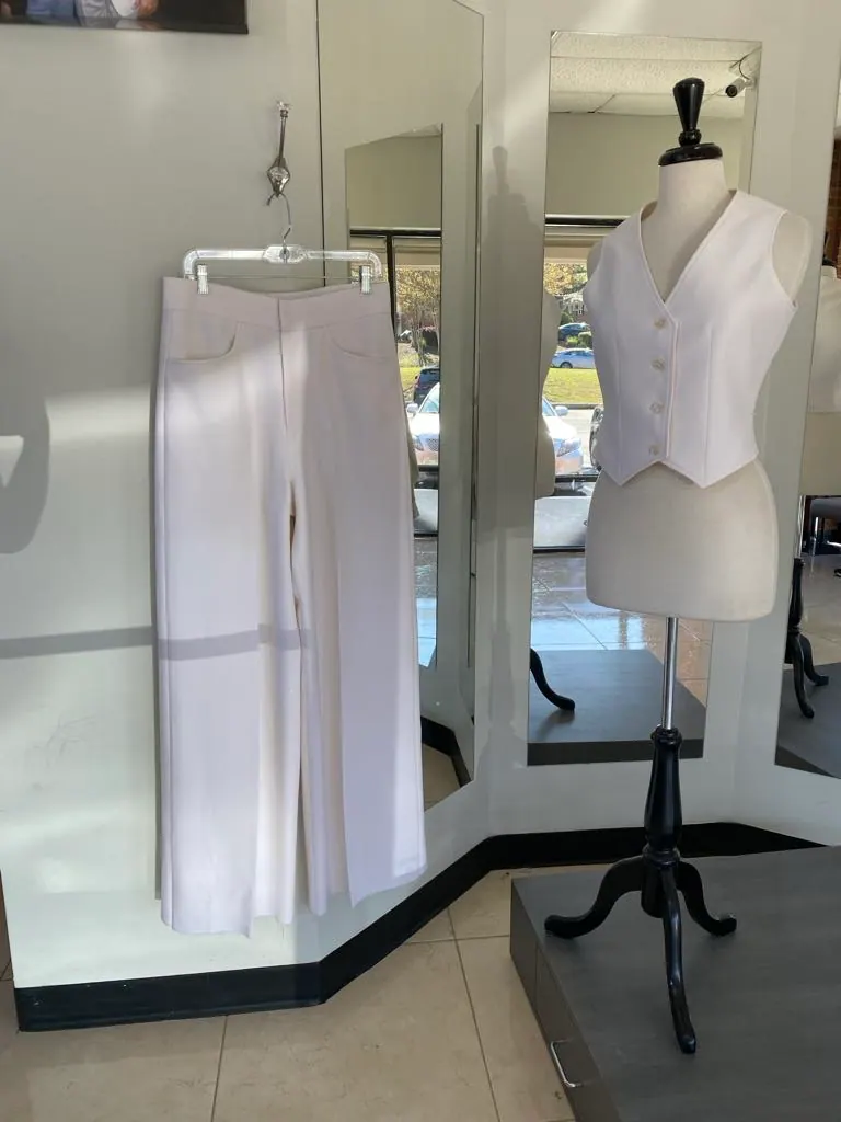 white bespoke suit for women