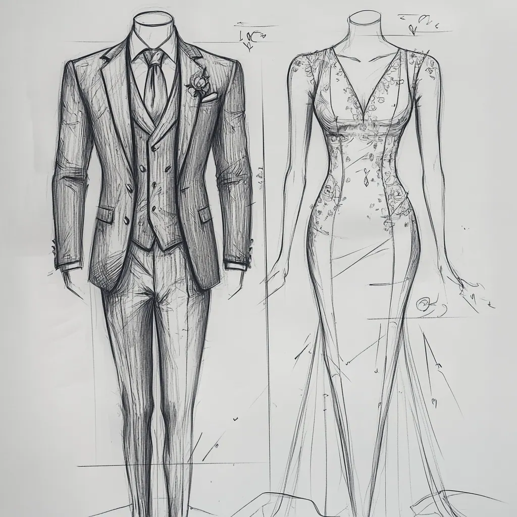 dress and suit sketch