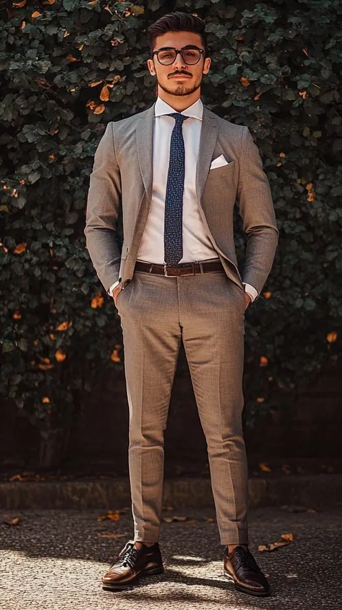 Daniel wearing a bespoke suit tailored to flatter a shorter frame