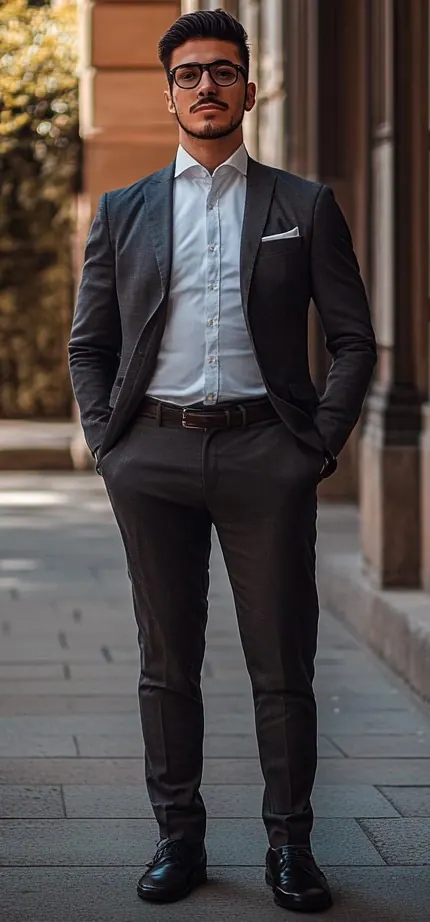 Daniel at a fitting, showing the proportions of a suit cut for a shorter frame