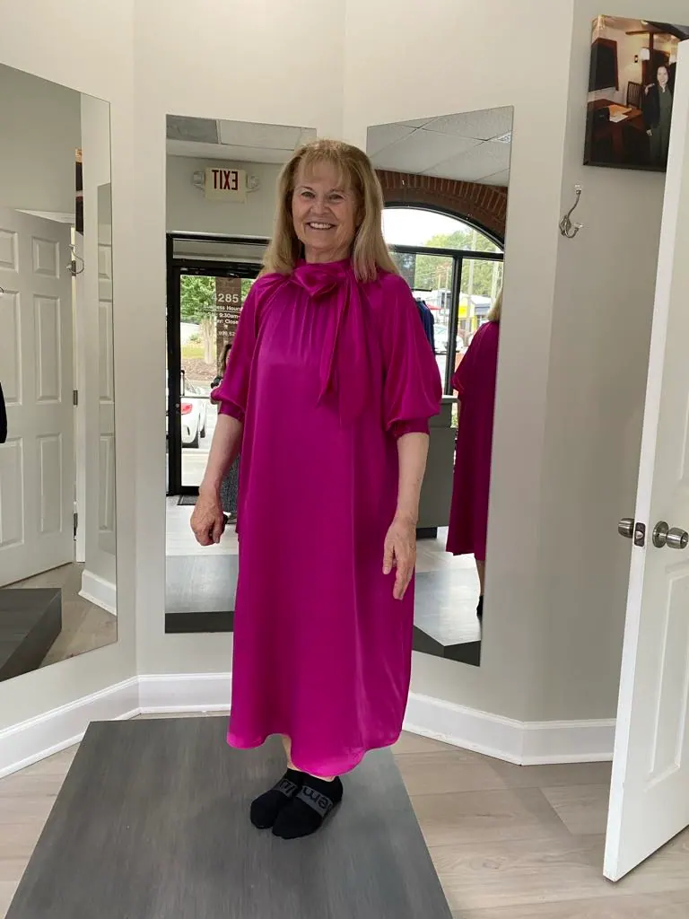 red violet dress