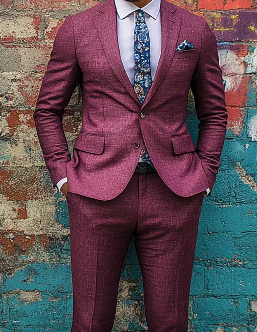A musician wearing a bold custom-made stage suit