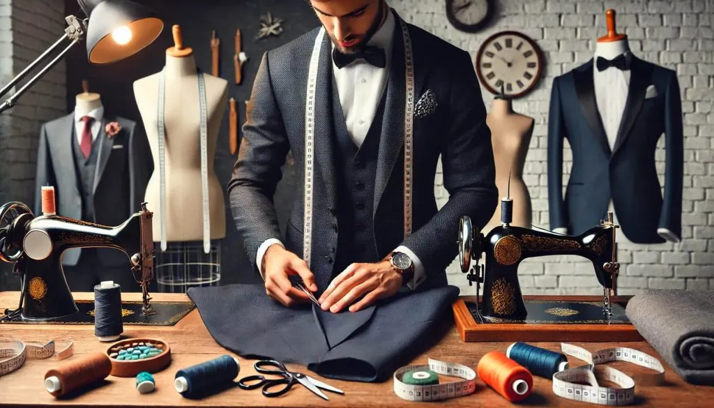 tailor making a custom wedding wear