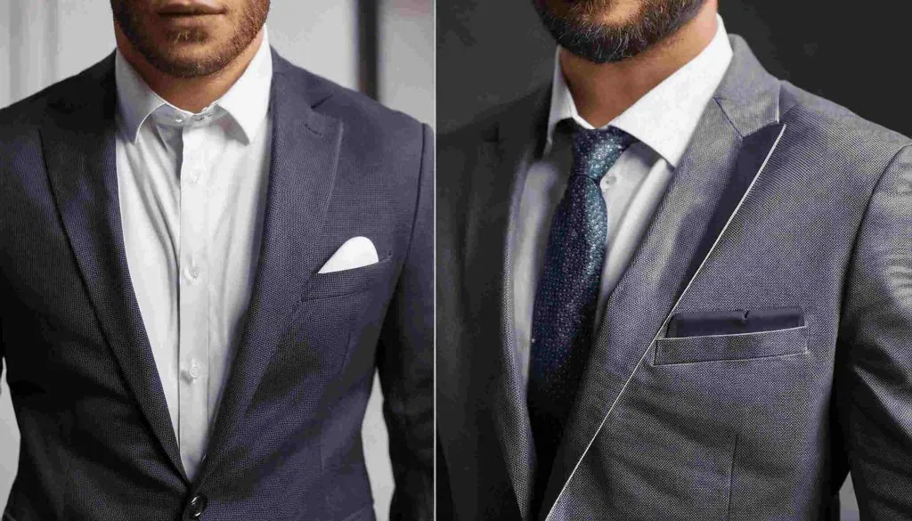 Collage showing before and after shots of key suit alterations