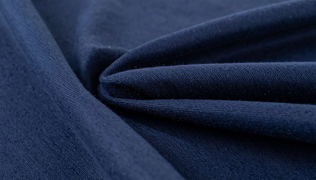 macro shot of luxurious navy wool or charcoal grey Super s fabric