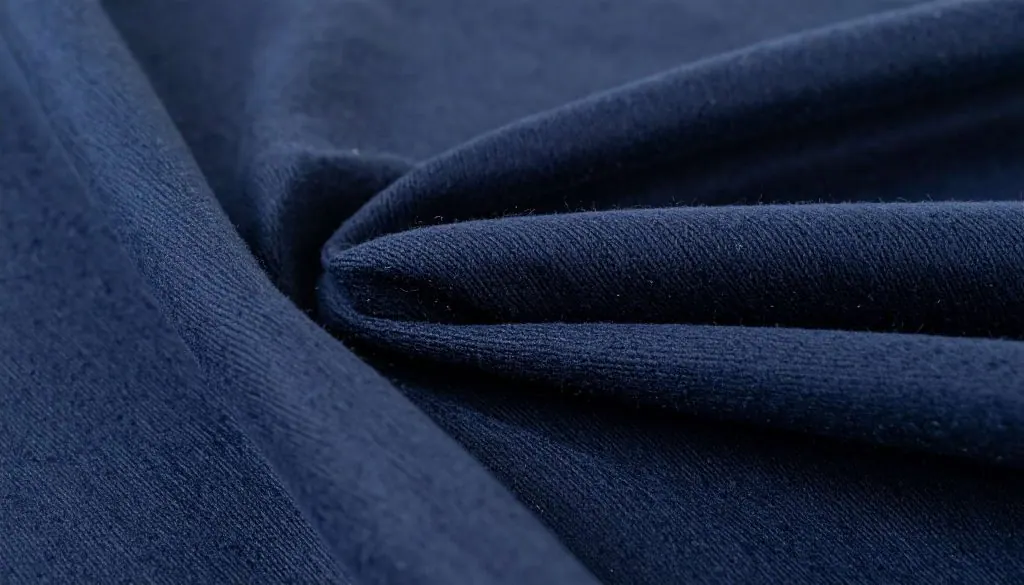 macro shot of luxurious navy wool or charcoal grey Super s fabric