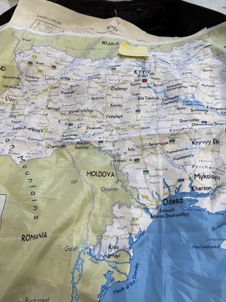 printed fabric with map